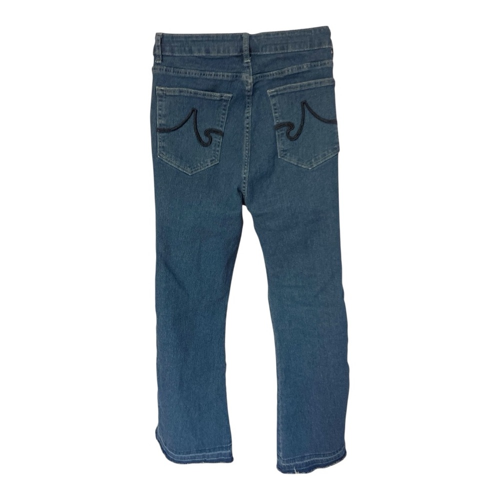 Gored Embroidered Floral Sunshine Stretch Blue Jeans Flare Denim Boho Pants 1XL - Picture 2 of 6